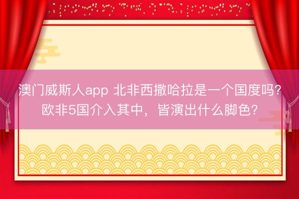 澳门威斯人app 北非西撒哈拉是一个国度吗？欧非5国介入其中，皆演出什么脚色？
