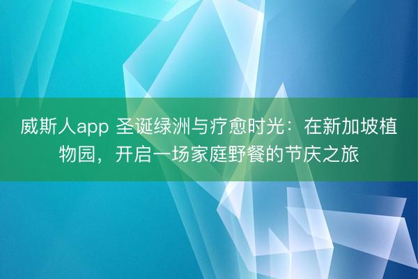 威斯人app 圣诞绿洲与疗愈时光：在新加坡植物园，开启一场家庭野餐的节庆之旅