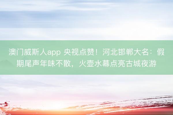 澳门威斯人app 央视点赞！河北邯郸大名：假期尾声年味不散，火壶水幕点亮古城夜游